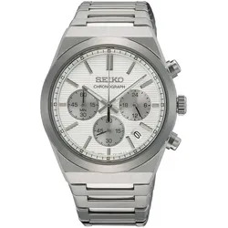 Chronograph SEIKO, silber (silberfarben, weiß), Armbanduhren, Damen, Quarzuhr, Armbanduhr, Herrenuhr, Damenuhr, Stoppfunktion, Datum
