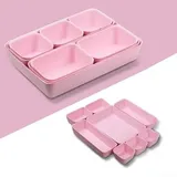 Pumixiy Aufbewahrungsbox aus Filz mit integriertem Design – Mehrzweck-Schubladen-Organizer für Kosmetik und Accessoires, 8-teilig, flaches Grau (Rosa)