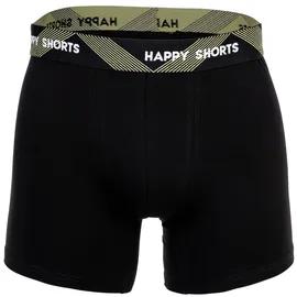 Happy Shorts Herren Boxer Shorts, 3er Pack - Retro Jersey, Logobund Schwarz S
