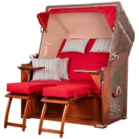 Bene living Strandkorb Komplettset Schaalsee Mahagoni PE grau Modell