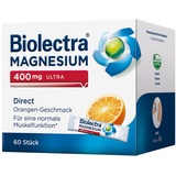 Biolectra Magnesium 400 mg Direct Sticks Orange, 60 Stück: Für eine normale Muskelfunktion bei erhöhtem Bedarf, Magnesium Direkt-Sticks, hochdosiert