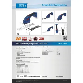 Güde Strauchschere GPS 18-0 ohne Akku