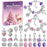 CLTYQ Schmuck-Adventskalender Schmuck-Adventskalender Weihnachtskalender Teenager Mädchen Kinder, DIY Adventskalender Inhalt Kinder Frauen Schmuck Armband lila|rosa