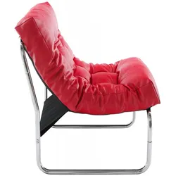 Lounge Stuhl Synthetik Rot  Sessel mit Verbindungsclips  Modularer Loungesessel für Wohnzimmer  Retro Design  57x71x75 cm  Kadima Design