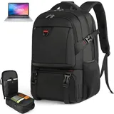 NEWHEY Laptop Rucksack Herren 17,3 Zoll mit Isoliertes Kühlfach und USB Ladeanschluss Wasserdicht Lunch Rucksack TSA Reiserucksack Kühlrucksack für Business Arbeit Schule Damen Herren Schwarz