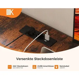 luxuskollektion Eckschreibtisch L Form mit Schubladen und Steckdosen, Vintage-Braun