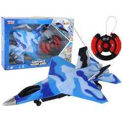 LEAN Toys Spielzeug-Flugzeug Flugzeug Fighter Sounds Lichteffekte Ferngesteuert Modell Spielzeug blau
