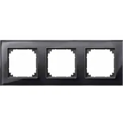 Merten M-PLAN Rahmen, 3f, onyxschwarz, glänzend, Glas, geeignet für Geräteeinbaukanal, geeignet für Unterputz-Installation