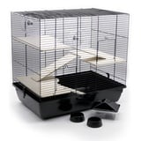 ZooPaul Premium Nagerkäfig Kleintiere schwarz inkl. Zubehör aus Holz 60x36x54 cm Maus Hamsterkäfig