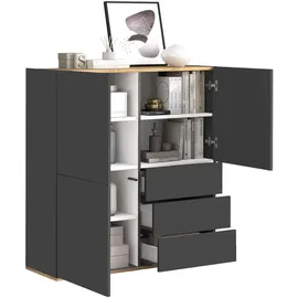 OTTO home Highboard 102 x 110 x 35 cm Anthrazit/Eiche matt