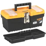Perel Kompakter Werkzeugkoffer mit herausnehmbarer Einsatzbox 6,8 Liter Schwarz/Orange 32 x 15,5 x 13,9 cm