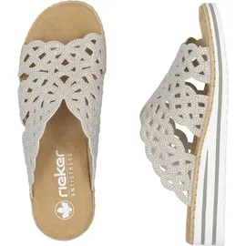 Rieker Damen Pantolette breiter Riemen mit Strass schmale Weite V0689, Größe:41 EU, Farbe:Beige - Beige - 41
