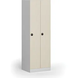 Metallspind, 2 Abteile, 1850 x 600 x 500 mm, Schloss mit RFID-Schloss, laminierte Tür, Birke