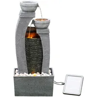 Teamson Home Solar-Gartenbrunnen, Grau, Kunststoff, Stein Optik, 22.9x76.2x34 cm, Gartenzubehör, Gartendeko