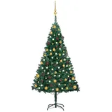 vidaXL Künstlicher Weihnachtsbaum mit LEDs & Kugeln Grün 150 cm PVC Modell 4