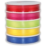 PRÄSENT Geschenkband SATIN satiniert rot/pink/hellgrün/gelb/blau 10,0 mm x 5x 3,0 m