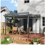 Outsunny Pergola Pavillon 3,58 x 3,2 m Grau