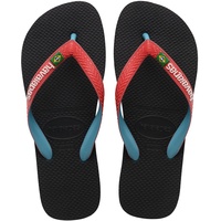 Havaianas Unisex Brasil Mix Flip Flops, Schwarz Rot Rubin, 35/36 EU