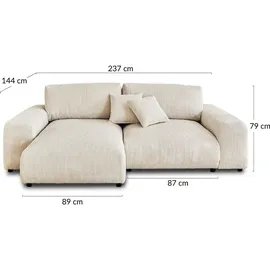best mobilier Lisa Design Garance Ecksofa beidseitig montierbar - 4-sitzer aus Cord – Hellgrau