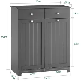 SoBuy Wäscheschrank 78 x 90 x 38 cm Grau MDF