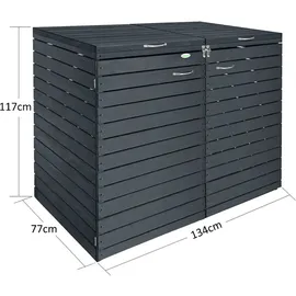 Endorphin Stabile Comfort Mülltonnengarage / Mülltonnenbox mit Gasdruckfeder 2er 240 l nachhaltig aus Holz