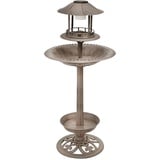 ETC Shop Vogeltränke stehend bronze Vogel Tränkebecken Garten Vogelbad Garten, 1x LED warmweiß, 3,3 kg, DxH 50x105 cm