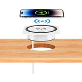 kalb Material für Möbel kalb Einbau Schnellladegerät 15W 7,5cm Ø - Smart Wireless USB Charger, USB-Port, USB-C Port - Weiß