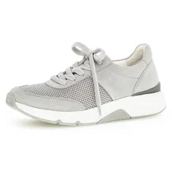 Keilsneaker GABOR ROLLINGSOFT, Damen, Gr. 35, grau (hellgrau), Textil, Veloursleder, sportlich, Schuhe Sneaker, in sportivem Design, Freizeitschuh, Halbschuh, Schnürschuh