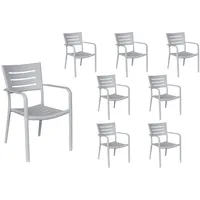 LC Garden »Vesta« 8er Set Gartenstühle grau Stapelstühle Bistrostühle