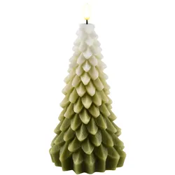 Weihnachtsbaum LED Kerze Weiß/Grün 18cm