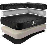Knuffelwuff Orthopädisches Eck Hundebett Winslow aus Laser-gestepptem Kunstleder XXL 120 x 80cm Lehne Rechts Schwarz - Abnehmbarer Bezug - leicht zu reinigen - für große, mittelgroße und kleine Hunde