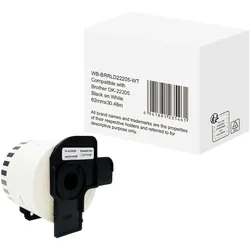 Etikett wie Brother DK-22205 62mmx30,48m schwarz auf weiß