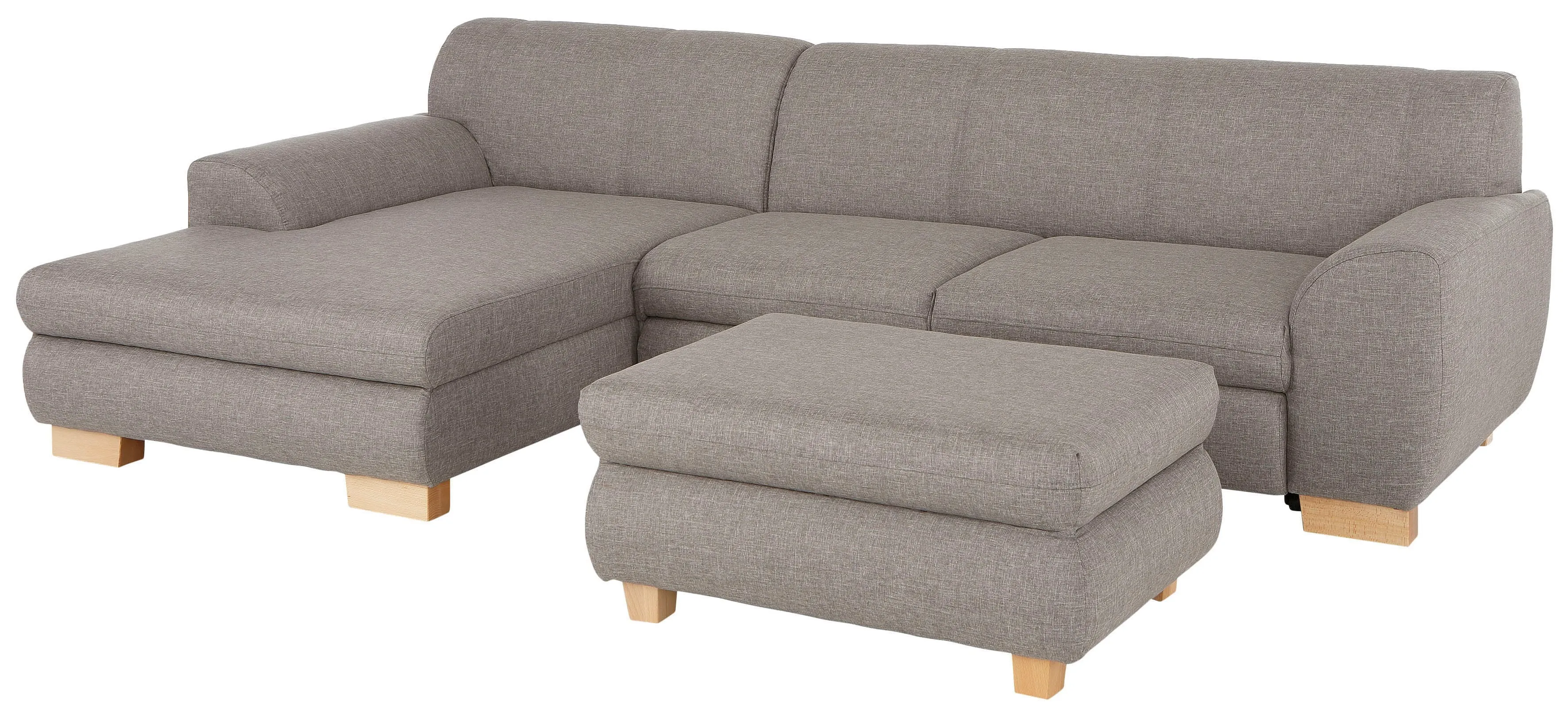 Ecksofa HOME AFFAIRE "Nika L-Form", silber, B:277cm H:84cm T:84cm, Struktur fein (100% Polyester), 100% Polyester/ 85% Polyester+15% Polyacryl Melrose/Struktur, Sofas, Polsterecke, Struktur fein oder Melrose/Struktur, mit Bettfunktion