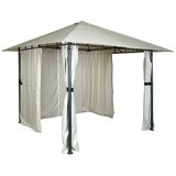 MCW Pergola MCW-J63, Garten Pavillon, Terrassenüberdachung mit Seitenwand, 3x3m - creme-beige
