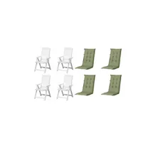 PROGARDEN Tampa Klappsessel 60 x 61 x 109 cm weiß 4 St. inkl. 4 x Auflagen grün