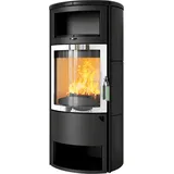 Kaminofen HARK 77 GT FlameKat 5 kW - Ofenkacheln: opak-schwarz - Korpus: graphit/verchromt