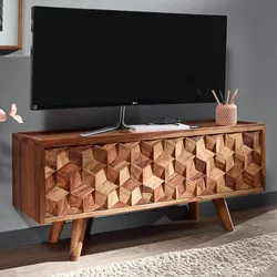 Kadima Design `Tv`-Kommode `Oasis`, Sheesham-Massivholz, bis 50-Zoll, Kabeldurchlass, Langlebig. 92x35x44 cm