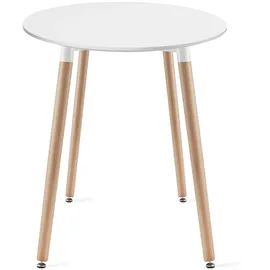 home collective Esszimmertisch Runder weißer Esstisch mit Beinen aus Naturbuche, 60 cm Durchmesser - Modernes und ergonomisches Design für Küche, Esszimmer, Wohnzimmer - Weiß