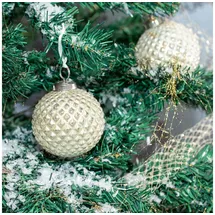 Antikas 6 große Christbaumkugeln in Perlmutt Optik, Wabenstruktur