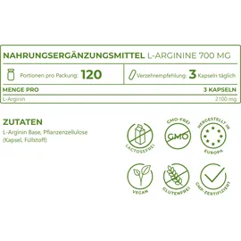Vitality Nutritionals L-Arginin 700 mg Kapseln 120 St.