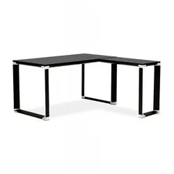 Eckschreibtisch Industriedesign Holz Metall | Büroschreibtisch Winkelschreibtisch mit modularer Ecke | Schwarzes Modell | Kadima Design