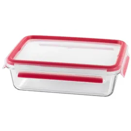 Emsa Clip&Close Glas rechteckig 1.3l Aufbewahrungsbehälter rot