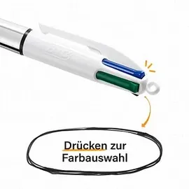 BIC 4-Farben-Kugelschreiber 4 Colours Shine metallic-silber, Schreibfarbe: blau, schwarz, rot, grün, 1 St.
