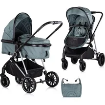 Chipolino Kinderwagen Aura 2 in 1 umbaubar Wickeltasche Sitz umkehrbar bis 22 kg tuerkis - Türkis