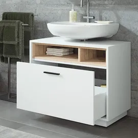 Vicco Waschbeckenunterschrank Beatrice, Weiß/sonoma, 80 x 64 cm mit Schublade