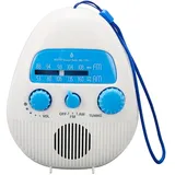 Sarini Wasserdichtes kabelloses FM-Badezimmerradio,tragbares AM-FM-Duschradio,eingebauter Lautsprecher,batteriebetriebenes Digitalradio mit Tragegurt