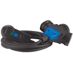 HEDI Verlängerungsleitung mit Personenschutz-Winkelstecker, Neopren-Gummi, schwarz mit 3-fach Schutz - VK10HKI