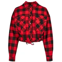 URBAN CLASSICS Oversized Check Langarmhemd Black / Red 4XL