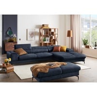 W.Schillig Ecksofa »piedroo, Designsofa mit tollem Sitzkomfort, bequem und elegant, L-Form«, Kopfteilverstellung, wahlweise mit Sitztiefenverstellung, Breite 343cm, blau