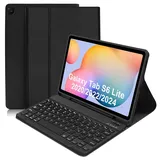 COEZFE Hülle mit Tastatur für Samsung Galaxy Tab S6 Lite 10.4 Zoll 2024/2022/2020, Soft Schutzhülle mit Pencil Halter, Bluetooth Tastatur (Deutsches QWERTZ) für Samsung Galaxy Tab S6 Lite, Schwarz
